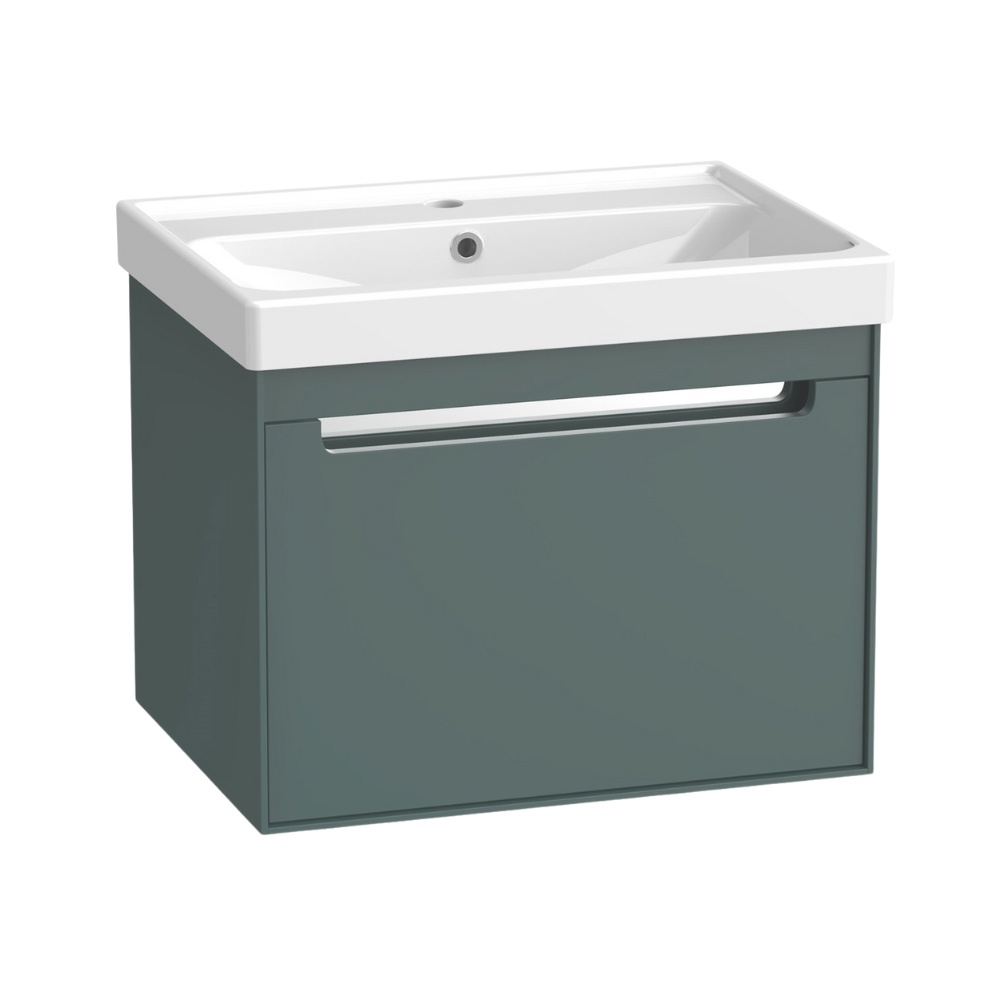 Cut out image of the Tavistock Acumen 600mm Veridian Green Wall-Hung Vanity Unit & Basin
